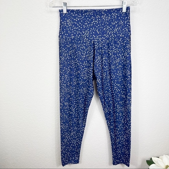 Onzie Star Spangled Midi Length Leggings Blue White High Waist M/L - Picture 2 of 7